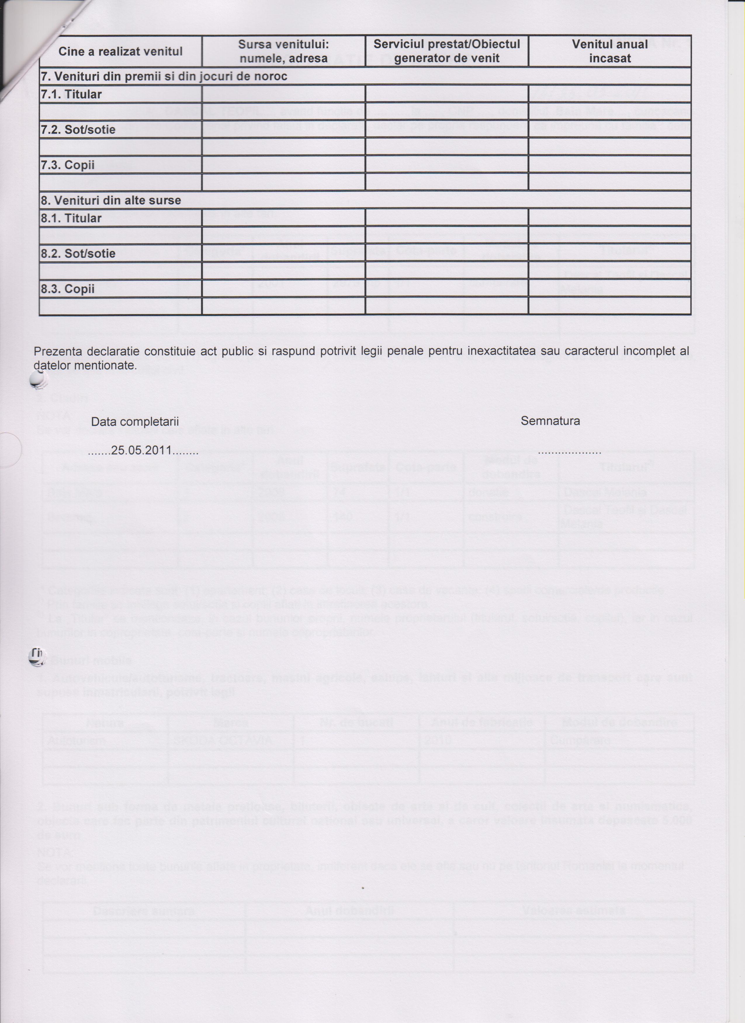 Declaratia de avere si de interese din data 21.09.2011 - pagina 4 din 5